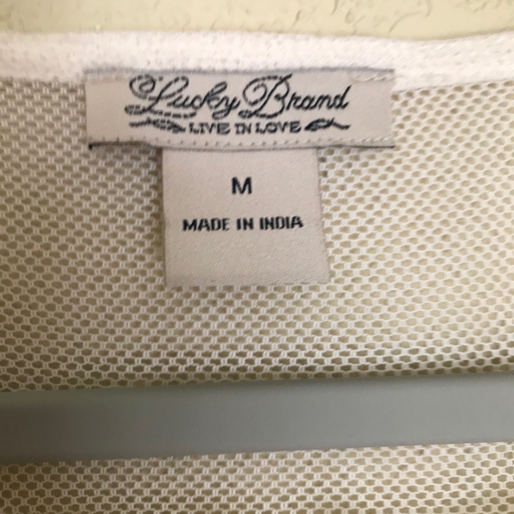 Lucky Brand White Mesh Lace Tee Shirt Medium - Picture 4 of 7